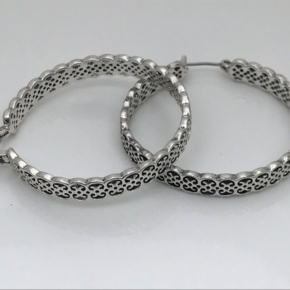 Lucky Brand Women Earrings Silver plated Hoops Ope - Picture 12 of 12